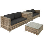 Tectake canapé de jardin sienne 4 places avec coffre de rangement - marron naturel/gris foncé