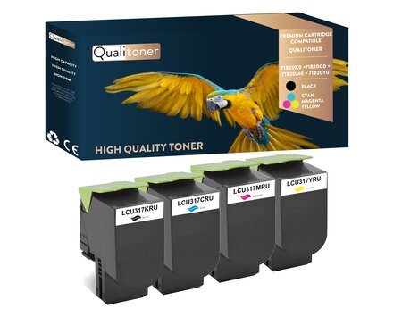 Qualitoner lot de x4 toners 71b20k0 +71b20c0 + 71b20m0 + 71b20y (noir + cyan + magenta + jaune) compatible pour lexmark