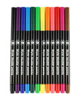Stylos feutre double pointe (fine et pinceau) 12 pièces