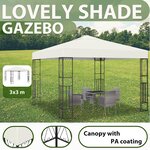 vidaXL Tonnelle avec guirlande lumineuse à LED 3x3 m Crème Tissu