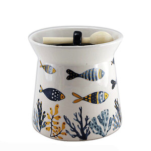 Pot à sel jania en faïence avec cuillère en bois