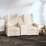 vidaXL Fauteuil de massage inclinable et porte-gobelet 2 places Crème