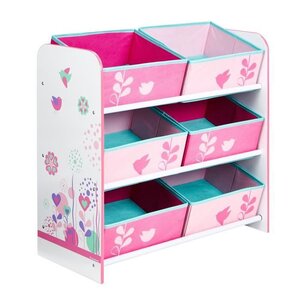 Fleurs et Oiseaux - Meuble de rangement pour chambre d'enfant avec 6 bacs