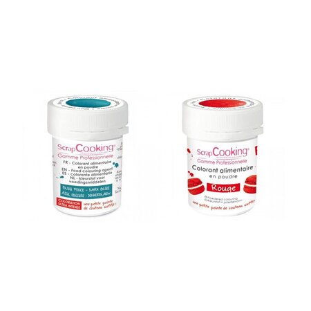 2 colorants alimentaires en poudre - rouge-bleu foncé