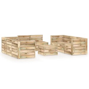 vidaXL Salon de jardin 9 Pièces Bois de pin imprégné de vert