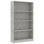 vidaXL Bibliothèque à 4 niveaux Gris béton 80x24x142 cm Aggloméré