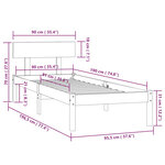 vidaXL Cadre de lit Blanc Bois de pin massif 90x190 cm UK simple