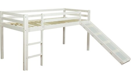 Lit Simple Blanc 90x200 en hauteur avec echelle et toboggan
