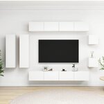 vidaXL Ensemble de meubles TV 8 Pièces Blanc Aggloméré