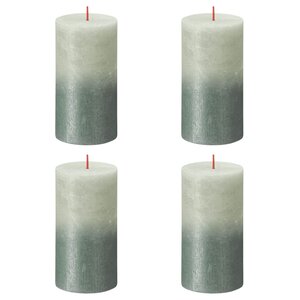 Bolsius Bougies pilier rustiques 4 Pièces 130x68 mm Vert brumeux et bleu