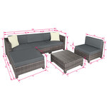 Tectake Salon bas de jardin AMY 5 places avec 2 sets de housses - gris