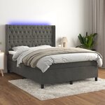 vidaXL Sommier tapissier matelas et LED Gris foncé 140x190 cm Velours
