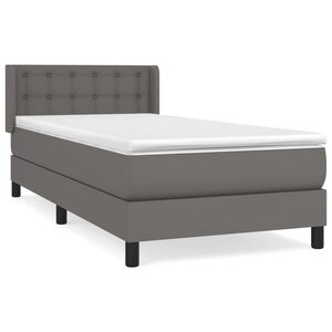 vidaXL Lit à sommier tapissier avec matelas Gris 90x200 cm Similicuir