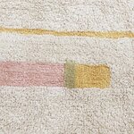 Tapis lavable en coton - beige avec lignes rose et jaune - 90 x 130 cm