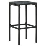 vidaXL Tabourets de bar avec coussins lot de 2 noir résine tressée