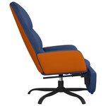 vidaXL Chaise de relaxation avec repose-pied Bleu Tissu