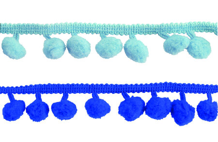 Galon ruban à pompons 8mm bleu