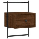 vidaXL Table de chevet murale 2 Pièces chêne brun 35x30x51 cm