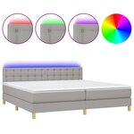 vidaXL Sommier tapissier matelas et LED Gris clair 200x200 cm Tissu