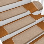 vidaXL Tapis d'escalier 15 Pièces 65x21x4 cm Marron clair