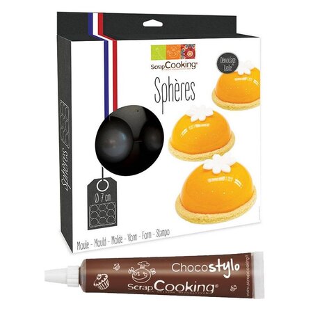 Moule à gâteau semi-rigide 9 demi-sphères + 1 Stylo chocolat