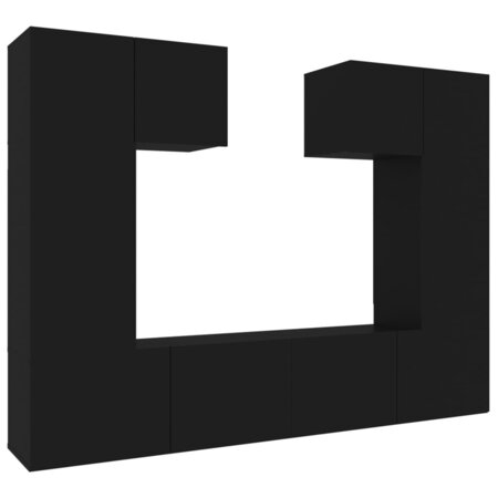 vidaXL Ensemble de meubles TV 6 Pièces Noir Bois d'ingénierie