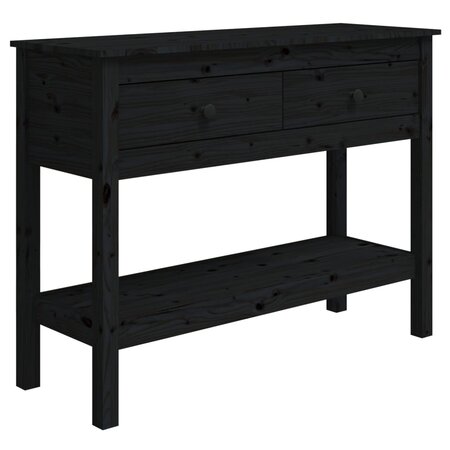 vidaXL Table console Noir 100x35x75 cm Bois massif de pin