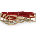vidaXL Salon de jardin 9 Pièces avec coussins bois de pin imprégné