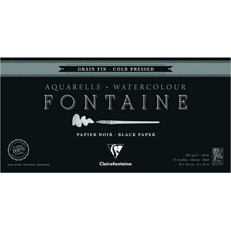Bloc aquarelle fontaine grain fin - 20x40cm - 300g - clairefontaine