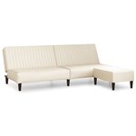 vidaXL Canapé-lit à 2 places avec repose-pied Crème Similicuir