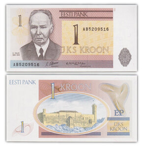 Billet de Collection 1 Kroon 1992 Estonie - Neuf - P69a