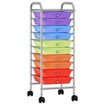 vidaXL Chariot de rangement mobile à 10 tiroirs Multicolore Plastique
