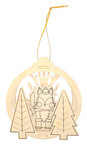 Suspension Scène de Noël en bois motif Renard 10 5 x 11 5 cm
