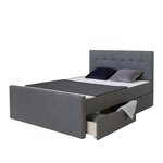 Lit rembourre 180x200 lit double gris avec sommier a lattes 2 tiroirs