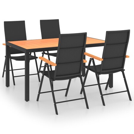 vidaXL Ensemble de salle à manger de jardin 5 Pièces Noir et marron