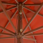 vidaXL Parasol avec mât en bois 350 cm Terre cuite