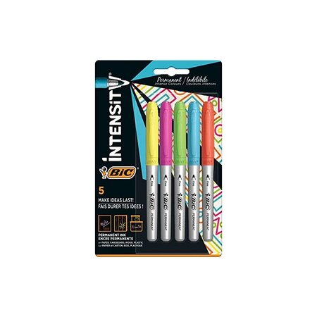 BIC Marqueur permanent Intensity, couleurs intenses, étui 5