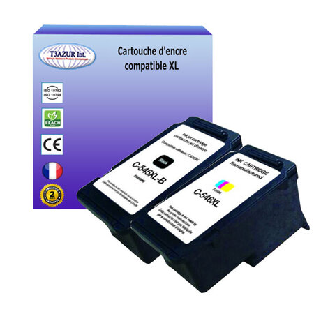 2x cartouches compatibles avec canon pixma ip2800 ip2820 ip2850 remplace canon pg545xl cl546xl (noire+couleur) - t3azur