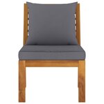 vidaXL Salon de jardin 3Pièces et coussin gris foncé Bois d'acacia solide