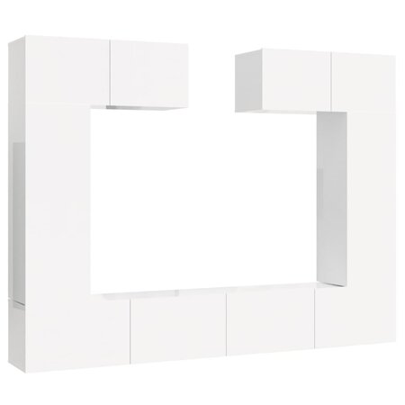 vidaXL Ensemble de meubles TV 6 Pièces Blanc brillant Bois d'ingénierie