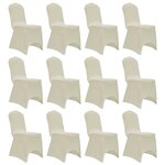 vidaXL Housses élastiques de chaise Crème 12 Pièces