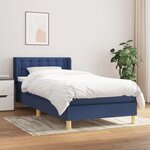 vidaXL Lit à sommier tapissier avec matelas Bleu 90x200 cm Tissu