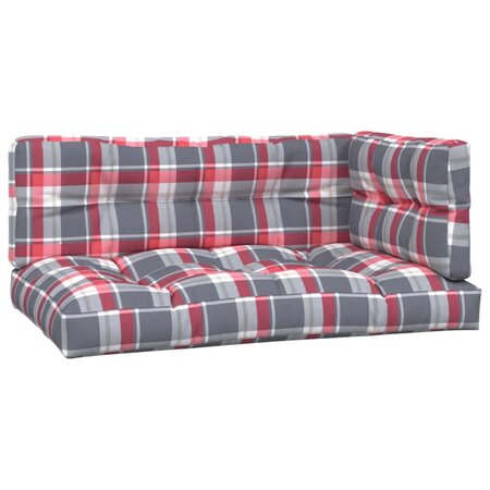 vidaXL Coussins de palette 3 Pièces motif à carreaux rouge tissu
