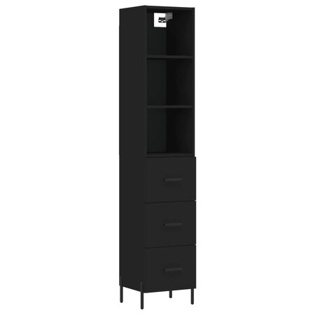 vidaXL Buffet haut Noir 34 5x34x180 cm Bois d'ingénierie