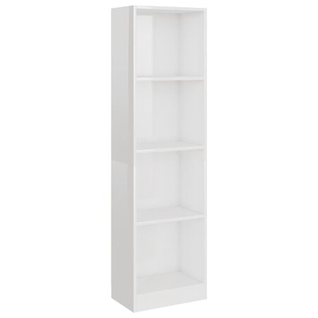 vidaXL Bibliothèque à 4 niveaux Blanc brillant 40x24x142 cm Aggloméré