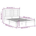 vidaXL Cadre de lit Marron miel Bois de pin massif 135x190 cm Double