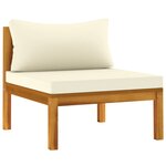vidaXL Ensemble de canapés 2 Pièces et coussins blanc crème Acacia solide