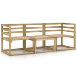 vidaXL Canapé de jardin 3 places bois de pin imprégné de vert