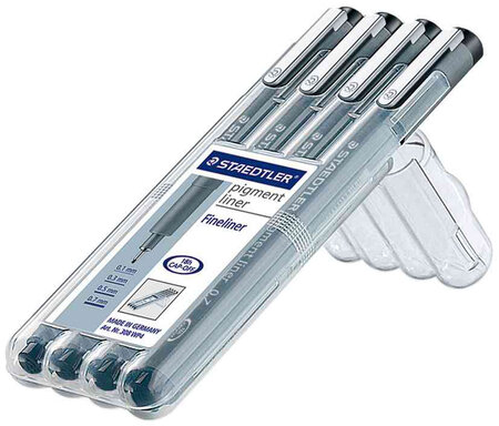 Etui de 4 feutres Pigment liner Noir (0,1 0,3 0,5 et 0,7 mm) STAEDTLER