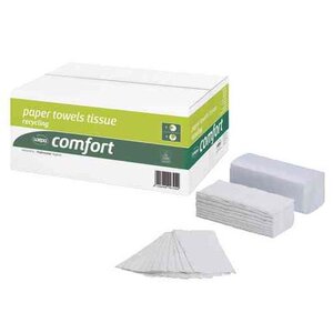 Carton de 24 Pqts 128 Essuie-mains Comfort 250 x 330 mm Plié C Blanc nature WEPA